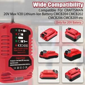 Craftsman V20 용 배터리 충전기 CMCB202 리튬 미니 사용하기 쉬운 EU/US 플러그