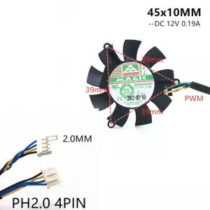 MGT5012XF-W10 고품질 초저소음 5010 그래픽 카드 팬 블레이드 45MM 직경 39mm 구멍 피치 12V 0.19A 4핀