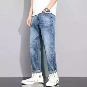팬츠 남성용 봄 캐주얼 청바지 통근풍 테이퍼드 배기 워싱 9부 패피1