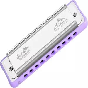 이스트락 10홀 블루스 하모니카 키 오브 C 마우스 오르간 케이스는 성인 전문가 초보자 CB05 퍼플에게