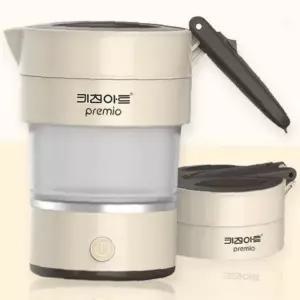 휴대용 접이식 전기주전자 0.6L 실리콘 소형 여행용 캠핑 출장 차량용 간편 보관