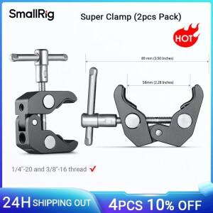 SmallRig 1/4 및 3/8 나사산 슈퍼 클램프 15mm-44mm 막대 카메라 조명용 2 개 팩 우산 Hhooks 선반