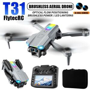 T31 미니 드론 4K 프로페셔널 HD 카메라 대형 화면 2.4G WIFI FPV 브러시리스 광학 흐름 호버 접이식 쿼드