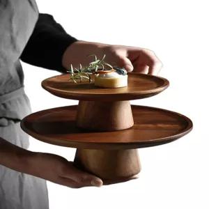 전시트레이 나무 케이크 플레이트 인테리어 높은 진열