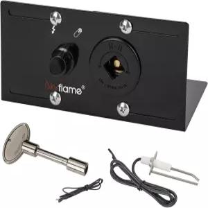 스카이플레임 파이어 피트 버너 점화 키트 - 푸시 버튼 점화기 키가 있는 1/2 스트레이트 키 밸브 검은색
