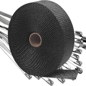 에야요 배기 랩 파이프용 히트 헤더 롤 10개의 스테인리스 타이가 있는 오토바이용 유리 섬유 방열 테이프