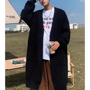 남성 남자롱 가디건 루즈핏 빅사이즈 로브 캐주얼 여자 체크 봄 숄 니트