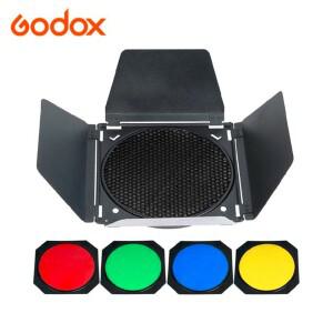 Godox BD-04 헛간 도어 + 허니컴 그리드 포토 스튜디오 플래시용 컬러 필터 키트 4개