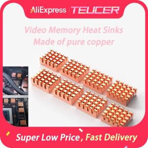 TEUR 순수 구리 히트싱크 13x12x5mm 크기 냉각 쿨러 GPU 칩 VRAM VGA 자체 고정 접착식 뒷면 부착 포함