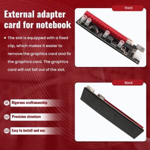 노트북 외부 그래픽 카드용 986J 미니 소형 PCIe-PCI Express 16X 라이저(블랙 & 레드)