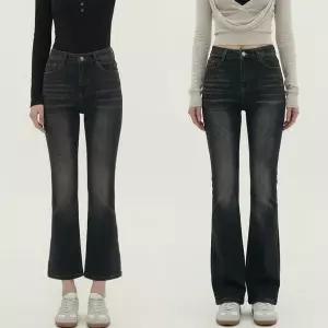 여자 사계절 하이웨이스트 스판 부츠컷 청바지