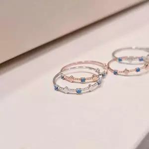 S711 여성 터키석 클로버 포인트 디자인 실 반지 데일리 은반지