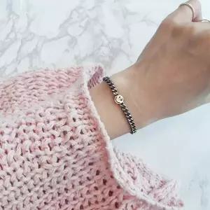 [골드스마일]SS3042 여성 스마일 팬던트 체인 팔찌 유니크 귀욤 데일리 은팔찌