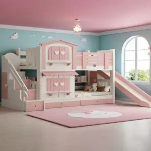 이층 침대 키즈 아이방 여아 공주 성 캐슬 미끄럼틀