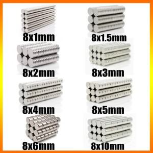 8X1 8X2mm 자석 20~500개 소형 원형 주방 냉장고 공예 DIY 화이트보드 사무실 8x3 8x4 8x5 8x6 8x10mm 액세