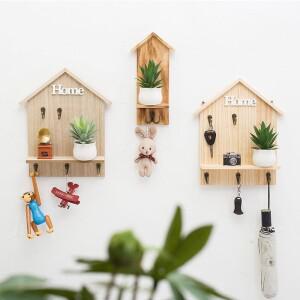 나무 벽 후크 키홀더 보관 행어 랙 장식 정리함 복도 입구