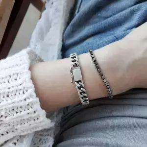 S5025 여성 7돈 버클 체인 은팔찌 볼드 팔찌 실버925 레이어드팔찌