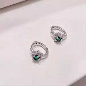 S772 여성 블링블링 별빛 에메랄드 포인트 별 디자인 귀걸이 실버925