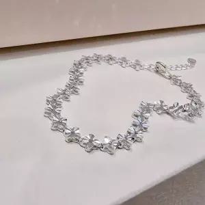 S754 여성 컷팅 꽃 팬던트 심플 은팔찌 유니크 데일리 팔찌 실버925