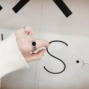 S154 여성 오닉스 체인 오픈링 반지 여성 링 은반지 (실버 925)