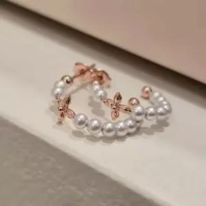 S5011 여성 진주 클로버 귀걸이 링 이어링 데일리 은귀걸이 실버925