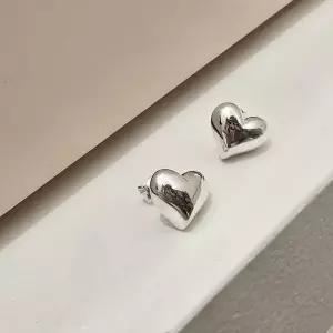 S5013 여성 볼드 하트 귀걸이 이어링 귀여운 데일리 은귀걸이 실버925