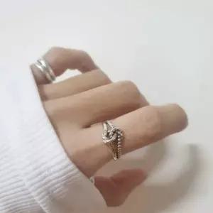 S201 여성 엔틱 꼬임 오픈링 반지 여성 링 유니크 은반지 (실버 925)