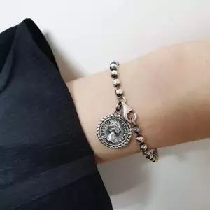 SS3016 엔틱 여신 코인 팔찌 4미리 군번줄 은팔찌 실버925