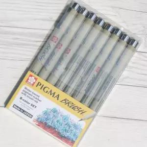 꾸미기펜 사쿠라 피그마 마이크론 붓펜 BRUSH 1.0mm 8색세트