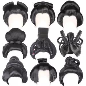 일본 게이샤 소품 머리띠 연극 일본식 전통 가발 기모노 의상 가부키 프리미엄