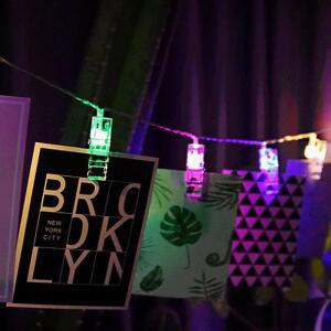 [2개구성] 클립집게 줄조명 3M 점멸 컬러 LED 20구 E사진집게 E집게 E E집게등 E사진가랜드 전구 NWE101BB