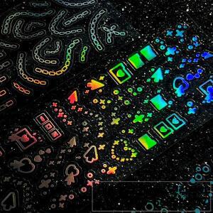 한국 사랑스러운 작은 반짝이 별 스티커 색상 변경 음악 꽃 나비 투명 홀로그램 장식 DIY 앨범 노트북