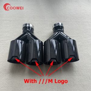 BMW 호환 호환 시리즈용 1쌍 쿼드 배기 머플러 팁 M 퍼포먼스 카본 파이버 로고 더블 테일 엔드 파이프 시