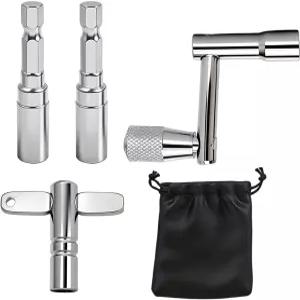 카쿠파 4팩 드럼 키 드릴 비트 어댑터가 있는 표준 튜너 알레시스 키트 및 타악기 액세서리를 위한 범용