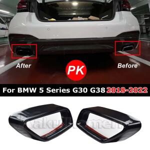 스테인레스 스틸 블랙 자동차 배기 파이프 커버 스티커 BMW 호환 호환 5 시리즈 G30 G31 2018-2021 용 외부