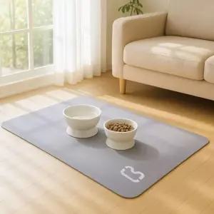 강아지식기매트 반려동물 물그릇 흡수 규조토 회색 부엉이 디자인