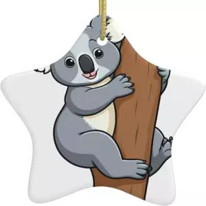 천공 및 금도금 금속 코드로 트리 패턴을 등반하는 크리스마스 세라믹 걸이 별 장식 YYHWHJDE 코알라