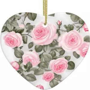 크리스마스 트리 세라믹 걸이 사랑 장식 WHJSOP 클라이밍 장미 그림 홀리데이 파티를 위해 쉽게 걸 수 있는
