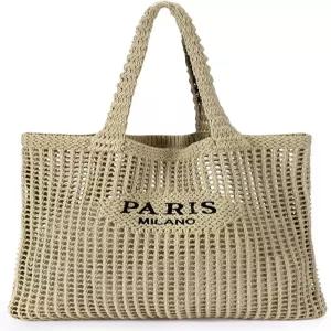 여성용 일 크로셰 토트백 메시 비치 여름 휴가 에스테틱 보호 니트백