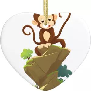 크리스마스 트리 세라믹 러브 펜던트 2.72x3 인 YYHAOFA 작은 원숭이가 쇼핑몰과 상점에 쉽게 걸려 있는