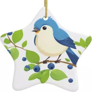 크리스마스 세라믹 별 모양 장식품 YYHAOFA 블루베리를 오르는 새 그림 쇼핑몰 창문과 사무실을 위한 트리