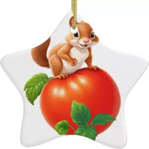크리스마스 세라믹 별 모양 장식품 YYHWHJDE 다람쥐가 쇼핑몰 슈퍼마켓 가정에서 장식을 위해 토마토