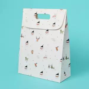 크리스마스 흰색 산타 종이백 24x32cm 10개 겨울장식