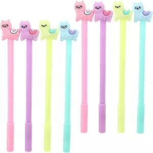 WINMARKET 8팩 알파카 볼펜 3D 애니멀 토퍼 저널링 및 선물 세트용 매끄러운 블랙 잉크가 포함된 4가지