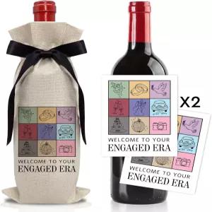 신혼부부용 스티커 2장이 포함된 브라이덜 샤워 와인 백 약혼 시대 라벨 신혼여행 선물 결혼 파티 장식