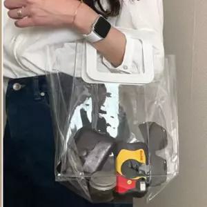 투명PVC토트백 방수 비치백 투명 가방 다용도 쇼퍼백 세로형 1개 사계절 투명PVC토트백