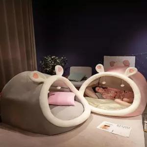 사람용 숨숨집 초대형 쿠션 고양이 침낭 하우스 인간 동굴 딥그레이 사계절용 패드 강아지집