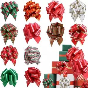 결혼식 파티 장식용 12개 웨딩 풀 보우 양면 장식 리본 신부 부케 선물 포장 기념일 축하 큰 꽃 용품