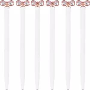 블링 다이아몬드 보우 매듭 메탈 펜 6개 1mm 블랙 잉크 크리스마스 신부 들러리 결혼식 생일 선물 화이트