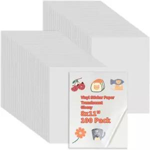 /잉크젯 프린터용 Binditek 100팩 인쇄 가능 비닐 스티커 용지 광택 반투명 프린터 방수 글자 크기용